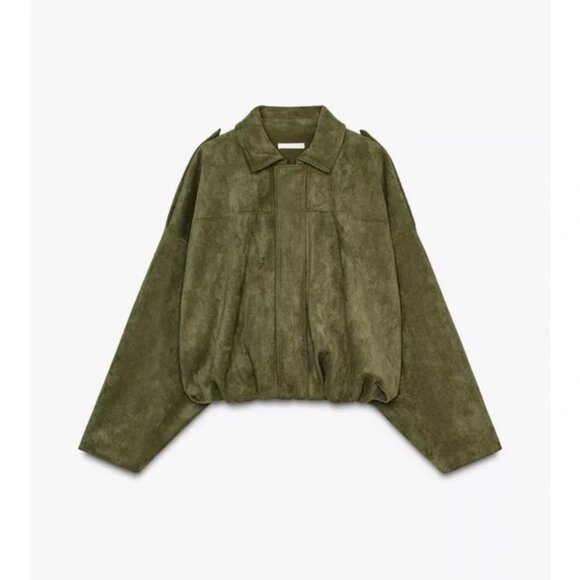 ZARA FAUX SUEDE BOMBER JACKET - Picture 5 of 6